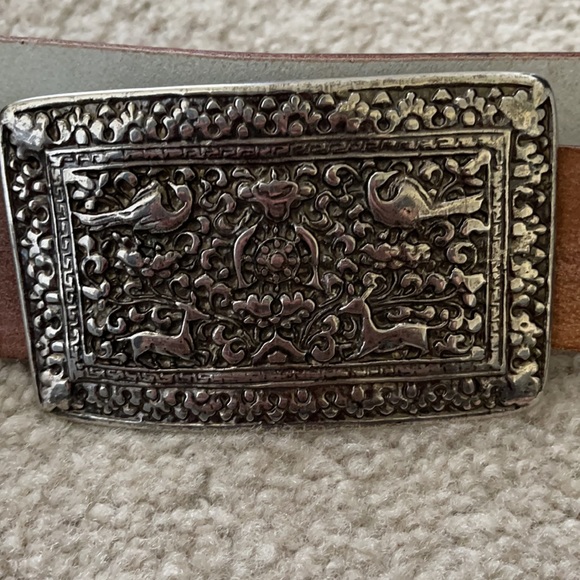Vintage Garuglieri Leather Belt with Bird Enbossed Buckle - Picture 1 of 9